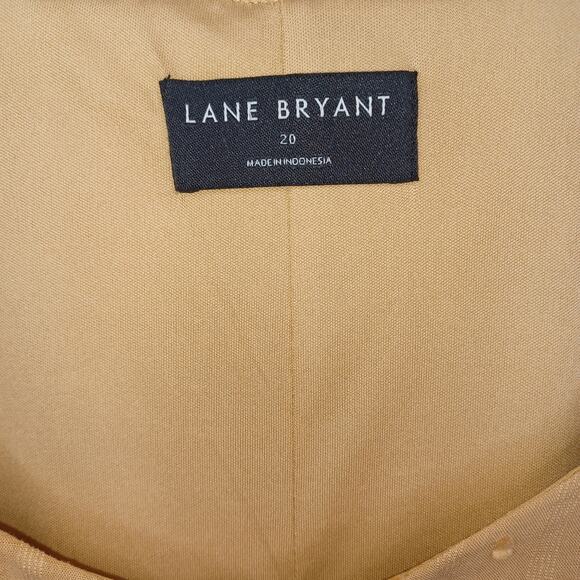 Lane Bryant Women Boho Tie Neck Top Plus Sz 20 Mustard Clip Dot Peplum Coquette - Picture 3 of 11